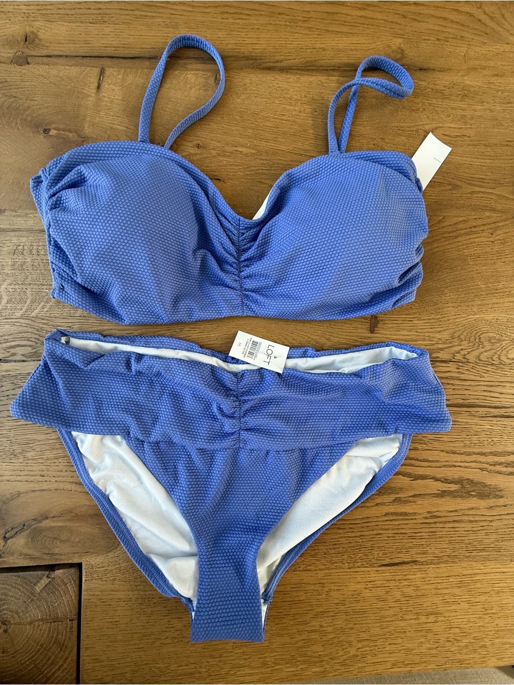 Ann Taylor Periwinkle Blue Textured Bikini Set